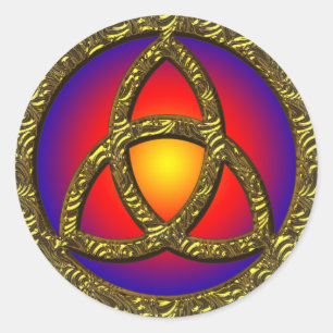 STICKER ROND SYMBOLE DE TRINITÉ SAINT D'OR