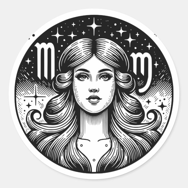 Sticker Rond Symbole de virus du signe Horoscope (Devant)