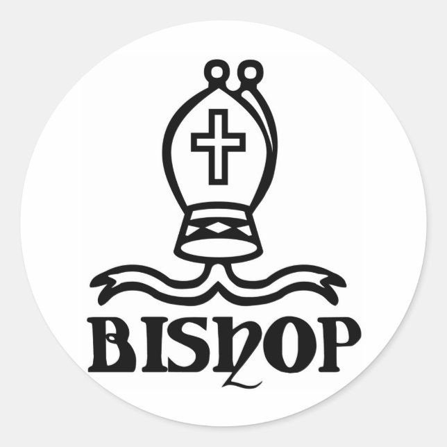Sticker Rond Symbole des échecs évêques (Devant)