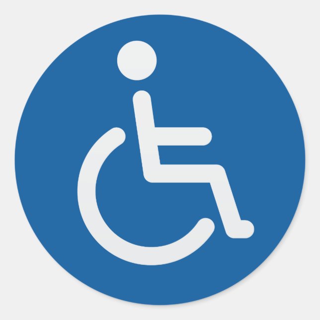 Sticker Rond Symbole désactivé ou symbole handicapé bleu et bla (Devant)