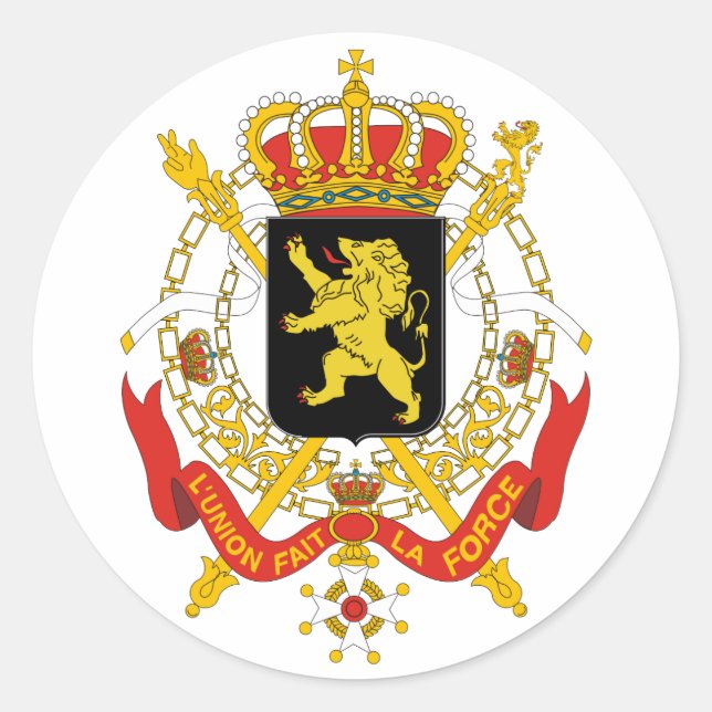 Sticker Rond Symbole d'Heraldry de Belgique (Devant)