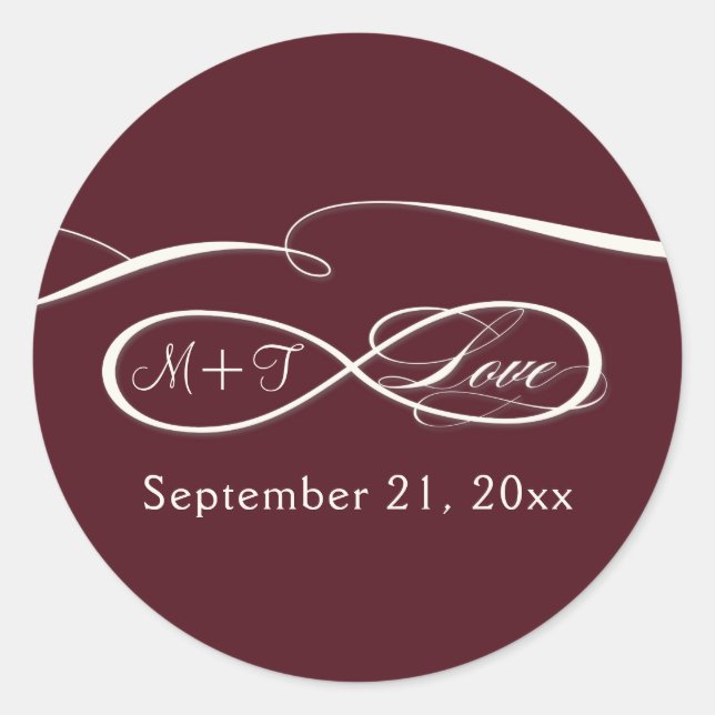 Sticker Rond Symbole d'infini Script d'amour Mariage de Bourgog (Devant)