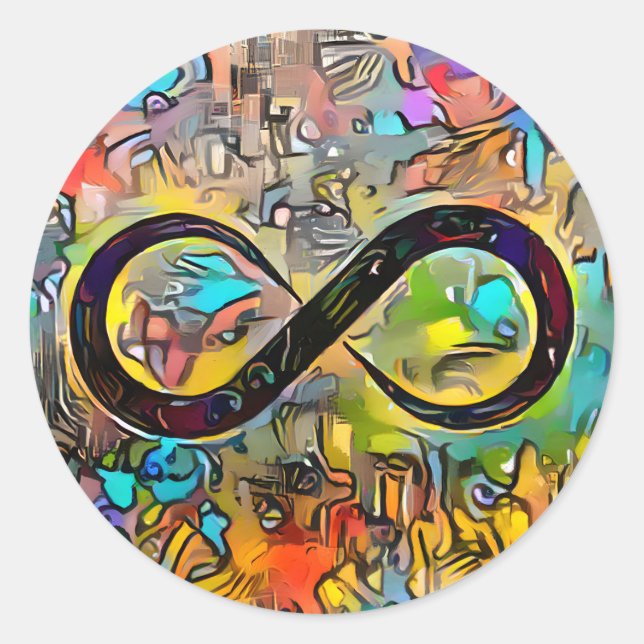 Sticker Rond Symbole d'infini | Sensibilisation sur l'autisme N (Devant)