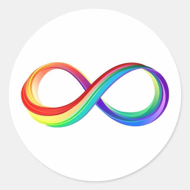 Sticker Rond Symbole d'infinité arc-en-ciel stratifié (Devant)