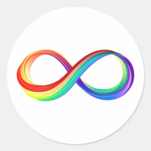 Sticker Rond Symbole d'infinité arc-en-ciel stratifié