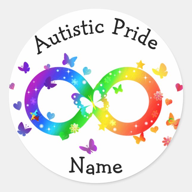 Sticker Rond Symbole d'infinité de la fierté autistique (Devant)