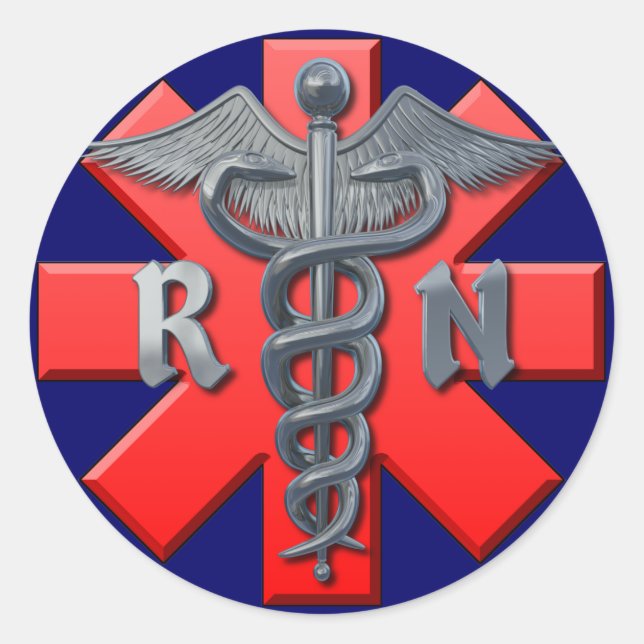 Sticker Rond Symbole d'infirmière autorisée (Devant)