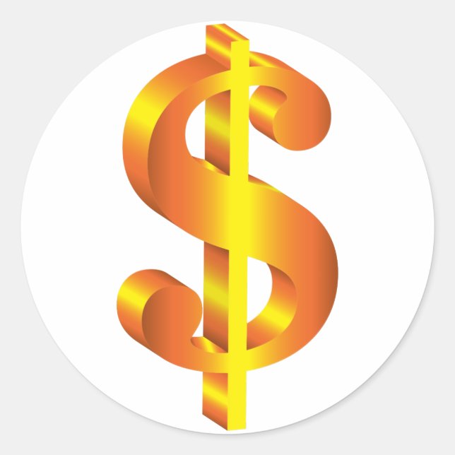 Sticker Rond Symbole Dollar D'Or (Devant)