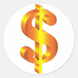 Sticker Rond Symbole dollar d'or