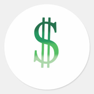 Sticker Rond Symbole dollar en couleurs