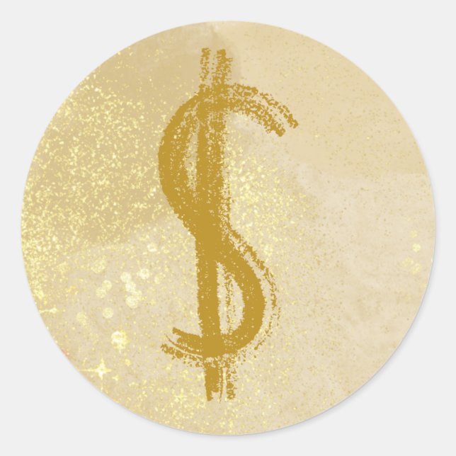 Sticker Rond SYMBOLE Dollar Infusé De L'Argent Reiki (Devant)