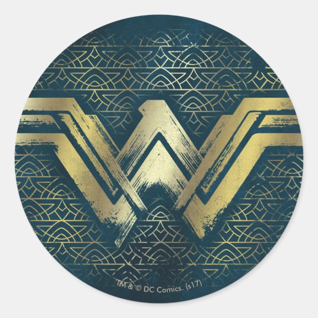 Sticker Rond Symbole d'or brossé Wonder Woman (Devant)