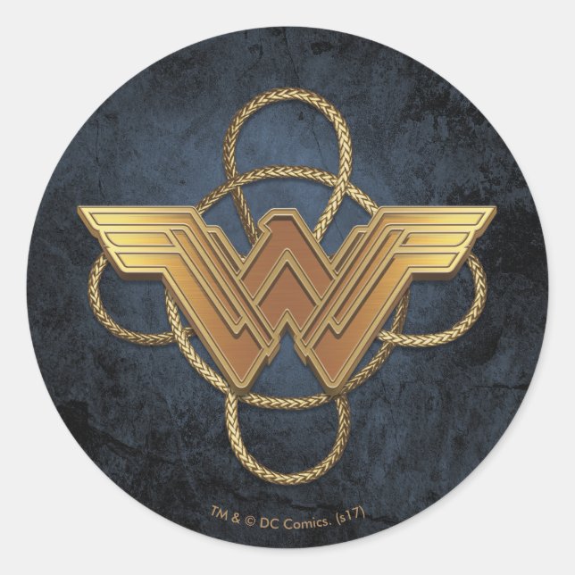 Sticker Rond Symbole d'or Wonder Woman sur Lasso (Devant)