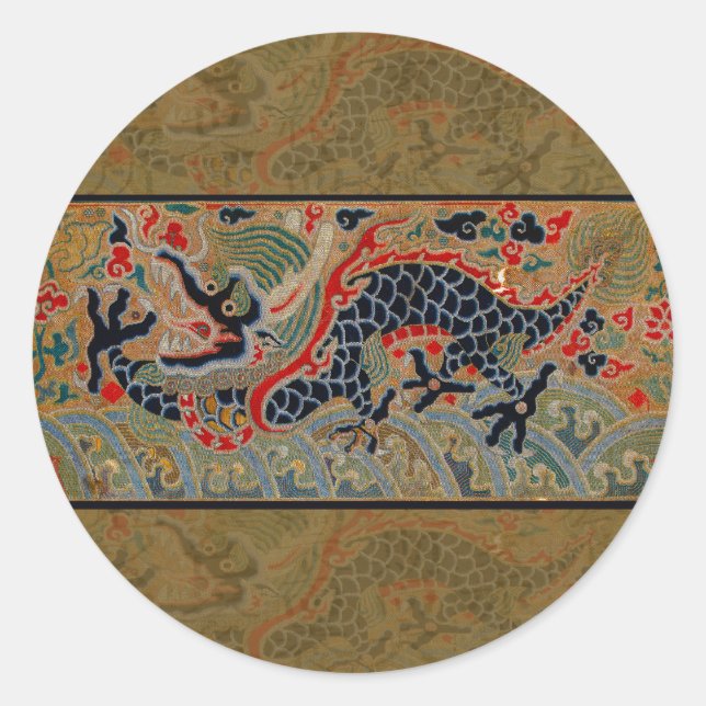 Sticker Rond Symbole dragon chinois Antique asiatique (Devant)