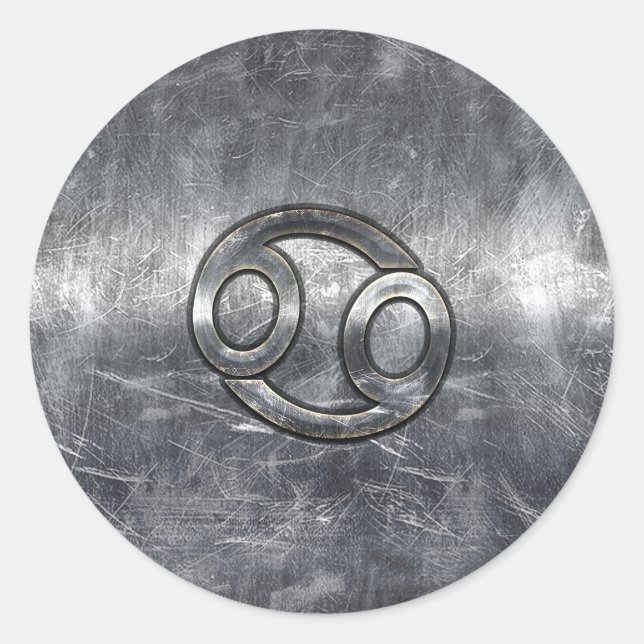 Sticker Rond Symbole du cancer du zodiaque en style industriel (Devant)