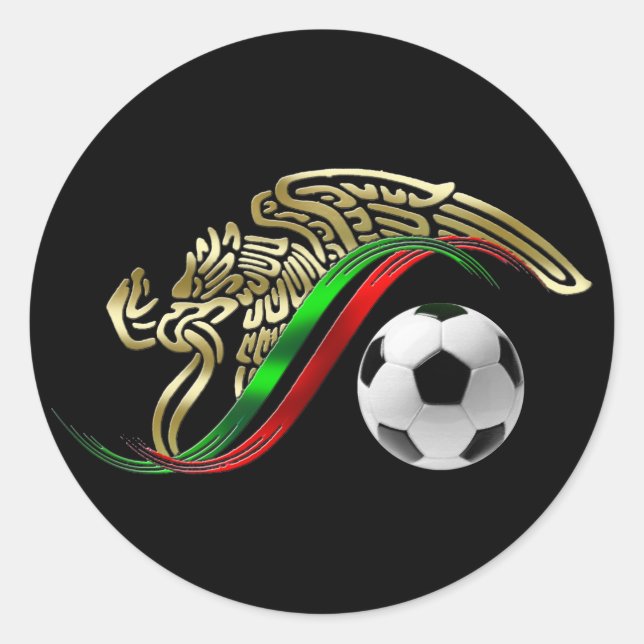 Sticker Rond Symbole du drapeau mexicain Logo du football de fo (Devant)