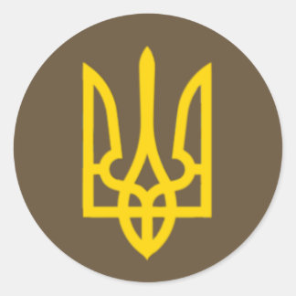Sticker Rond Symbole du drapeau ukrainien Volodymyr Zelensky Uk