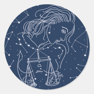 Sticker Rond Symbole du zodiaque Libra