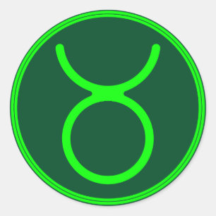 Sticker Rond Symbole du zodiaque Taureau Contraste Vert