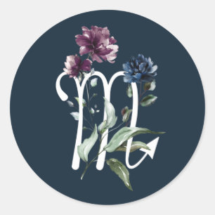 Sticker Rond SYMBOLE Élégant Floral Scorpio