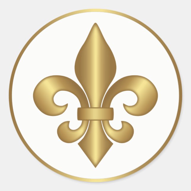 Sticker Rond SYMBOLE Élégant OR Fleur de Lis (Devant)