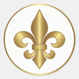 Sticker Rond SYMBOLE Élégant OR Fleur de Lis