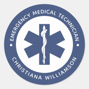Sticker Rond Symbole EMT personnalisé Technicien Médicale d'urg