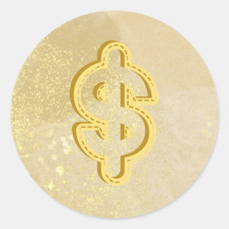 Sticker Rond Symbole en dollars jaunes infusés de Reiki