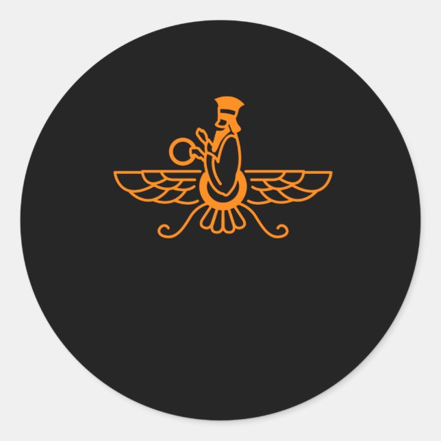 Sticker Rond Symbole Faravahar Zarathustra - T-shirt Iran (Devant)