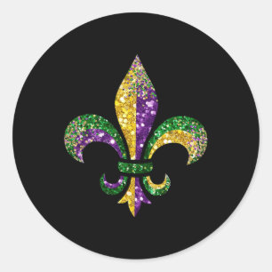 Sticker Rond Symbole Fleur De Lis Mardi Gras Louisiane Nouvelle