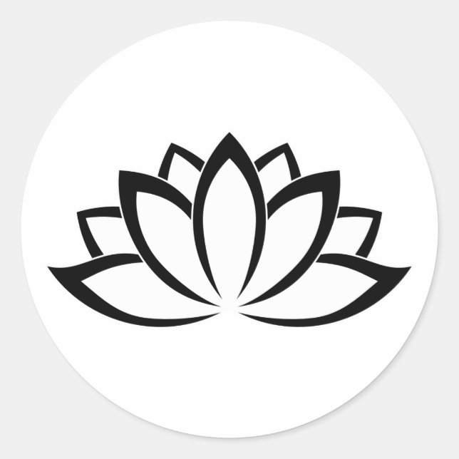 Sticker Rond Symbole Fleur de Lotus en fleurs blanches (Devant)