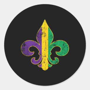 Sticker Rond Symbole Fleur Delis Mardi Gras Louisiane Carnaval 