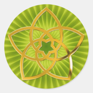 Sticker Rond Symbole Fleur Vénus / OR   vert clair