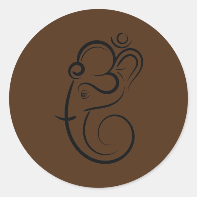 Sticker Rond Symbole Ganesha Méditation Spirituelle Inde (Devant)