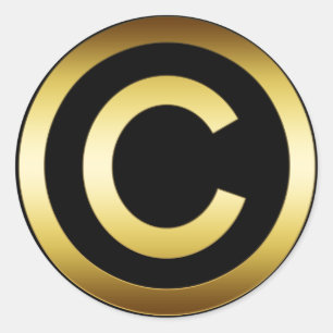 STICKER ROND SYMBOLE GOLD COPYRIGHT