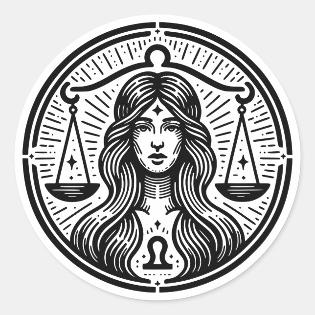 Sticker Rond Symbole Horoscope de la balance (Devant)