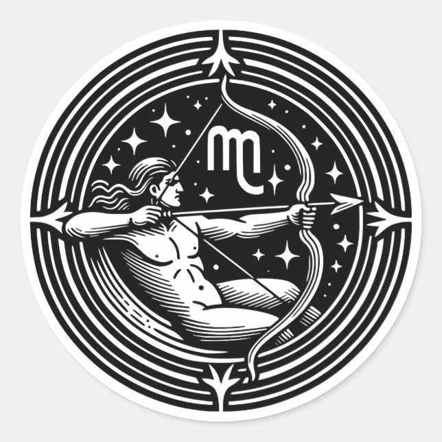 Sticker Rond SYMBOLE Horoscope Sagittarius Archer Symbole (Devant)