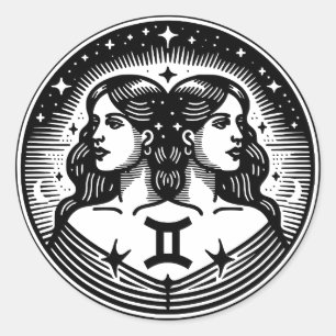 Sticker Rond SYMBOLE Horoscope SYMBOLE Jumeaux Gemini