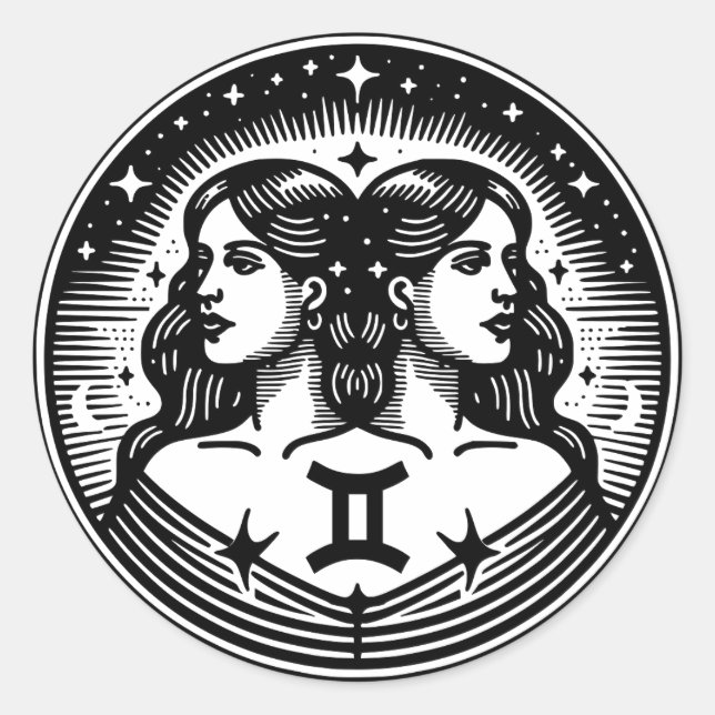 Sticker Rond SYMBOLE Horoscope SYMBOLE Jumeaux Gemini (Devant)