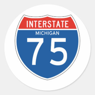 Sticker Rond Symbole Interstate 75 - Michigan