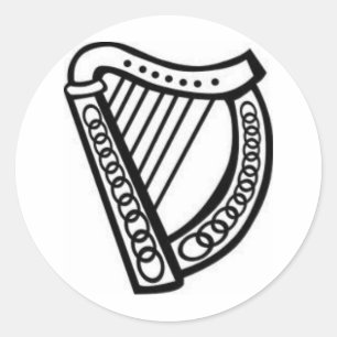 Sticker Rond Symbole irlandais/celtique d'harpe d'Irleand