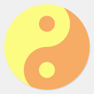 Sticker Rond Symbole jaune de Yin Yang