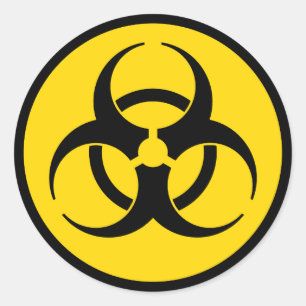 Sticker Rond Symbole jaune du risque biologique