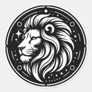 Sticker Rond Symbole Lion Lion Lion Lion de l'Horoscope