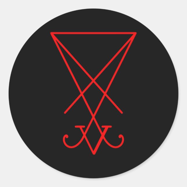 Sticker Rond Symbole Lucifer Sigil Luciferian 666 Occulte Satan (Devant)