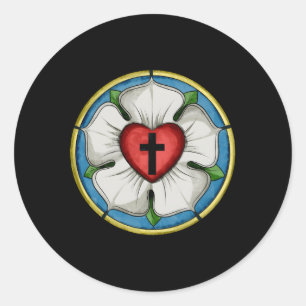 Sticker Rond Symbole luthérien Luther Seal Rose Croix chrétienn