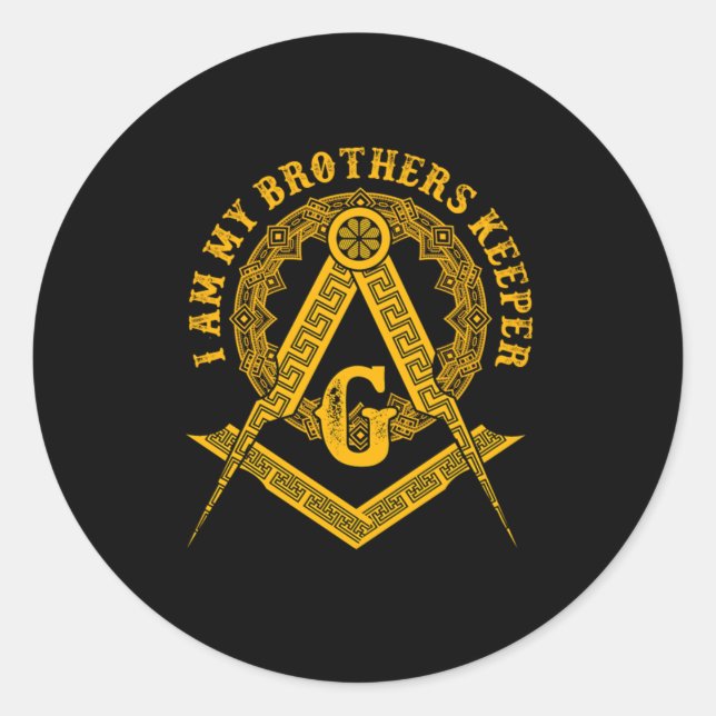 Sticker Rond Symbole maçonnique Brothers Keeper Illuminati Cons (Devant)