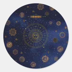 Sticker Rond Symbole magique de Protection Mandala Pagan Witch