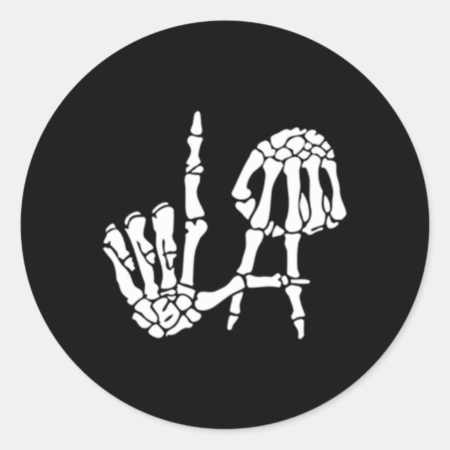 Sticker Rond SYMBOLE MAIN DE Los Angeles Squelette (Devant)