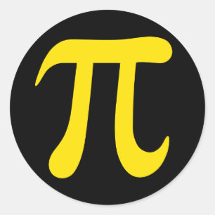 Sticker Rond Symbole mathématique jaune de pi sur les